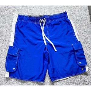 Hang Ten Men's Swim Shorts Size Large Blue Swim‎ Mesh Lined Trunks Beach Surf